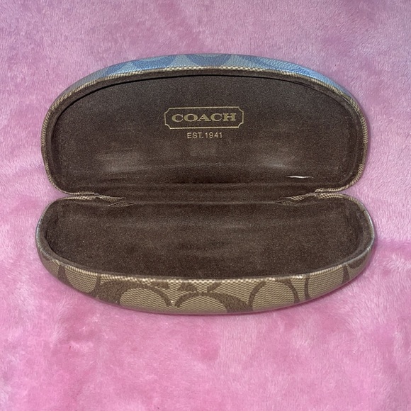 Coach Hard Clamshell Eyeglasses Case Signature Two Tone Brown - Picture 4 of 6